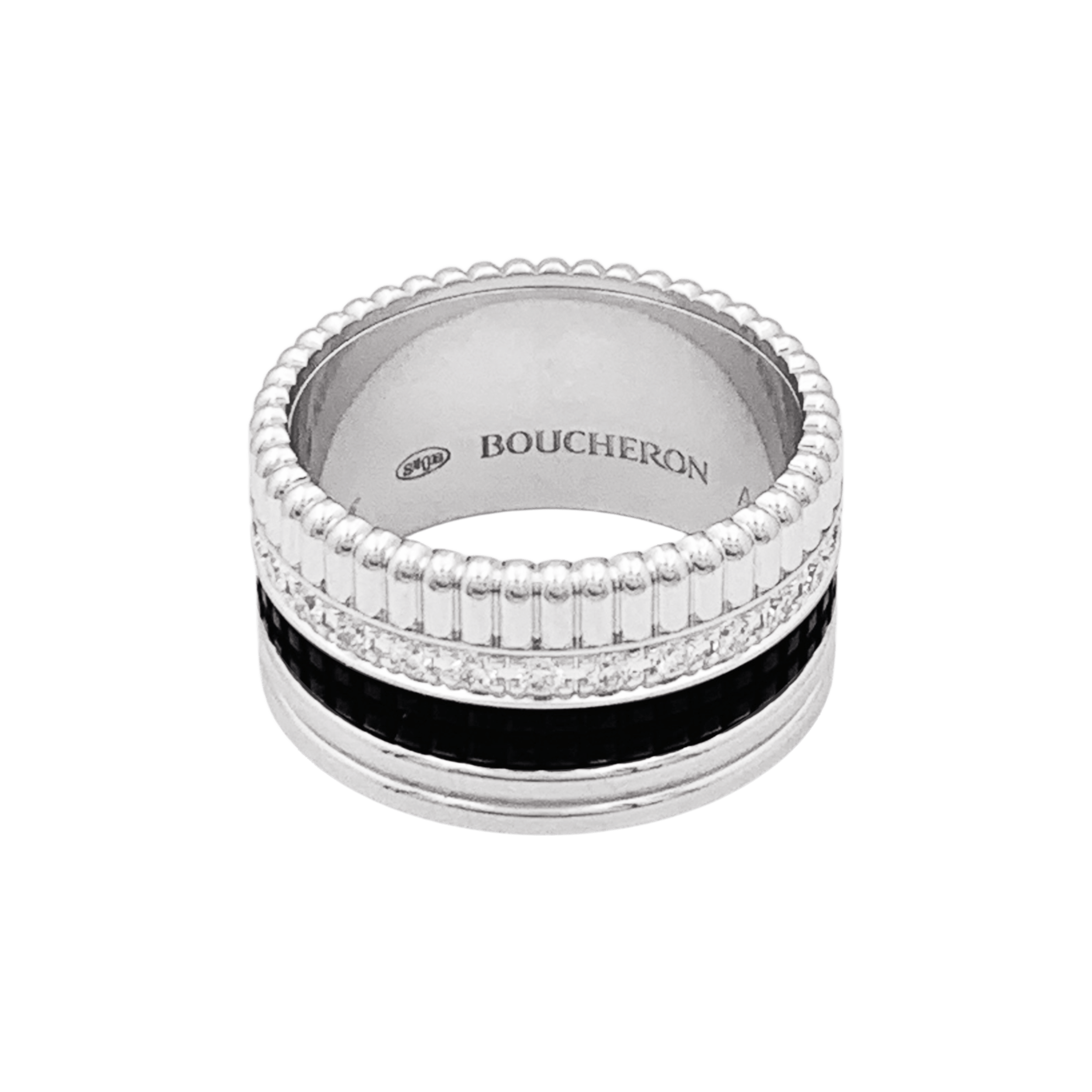 Bague Boucheron, "Quatre Black Edition Large", or blanc, PVD et diamants.