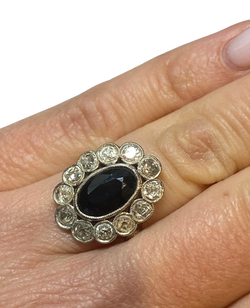 Pompadour Ring in Platinum, Sapphire, and Diamonds