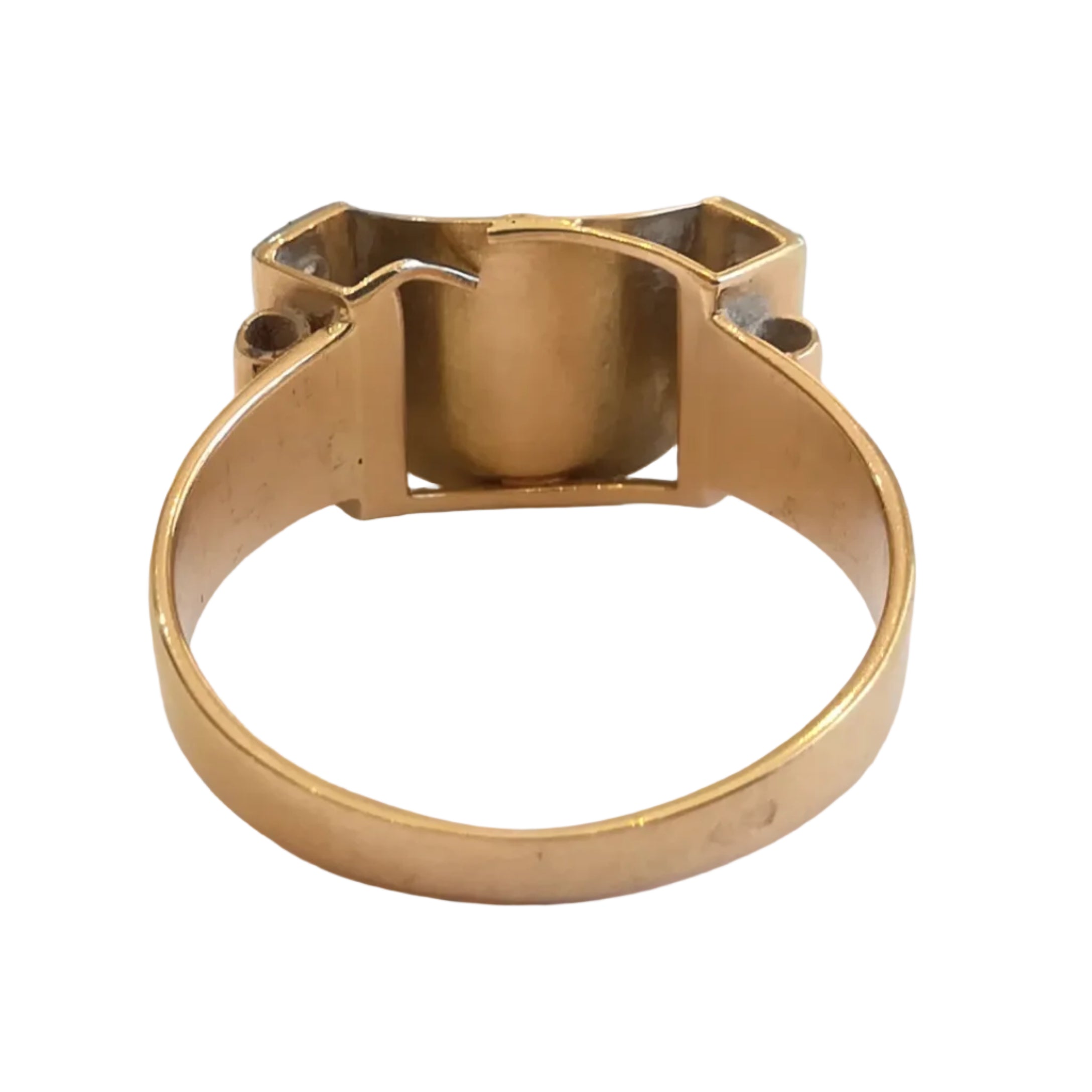 Tank Ring in rose gold, platinum, rubies, and diamonds