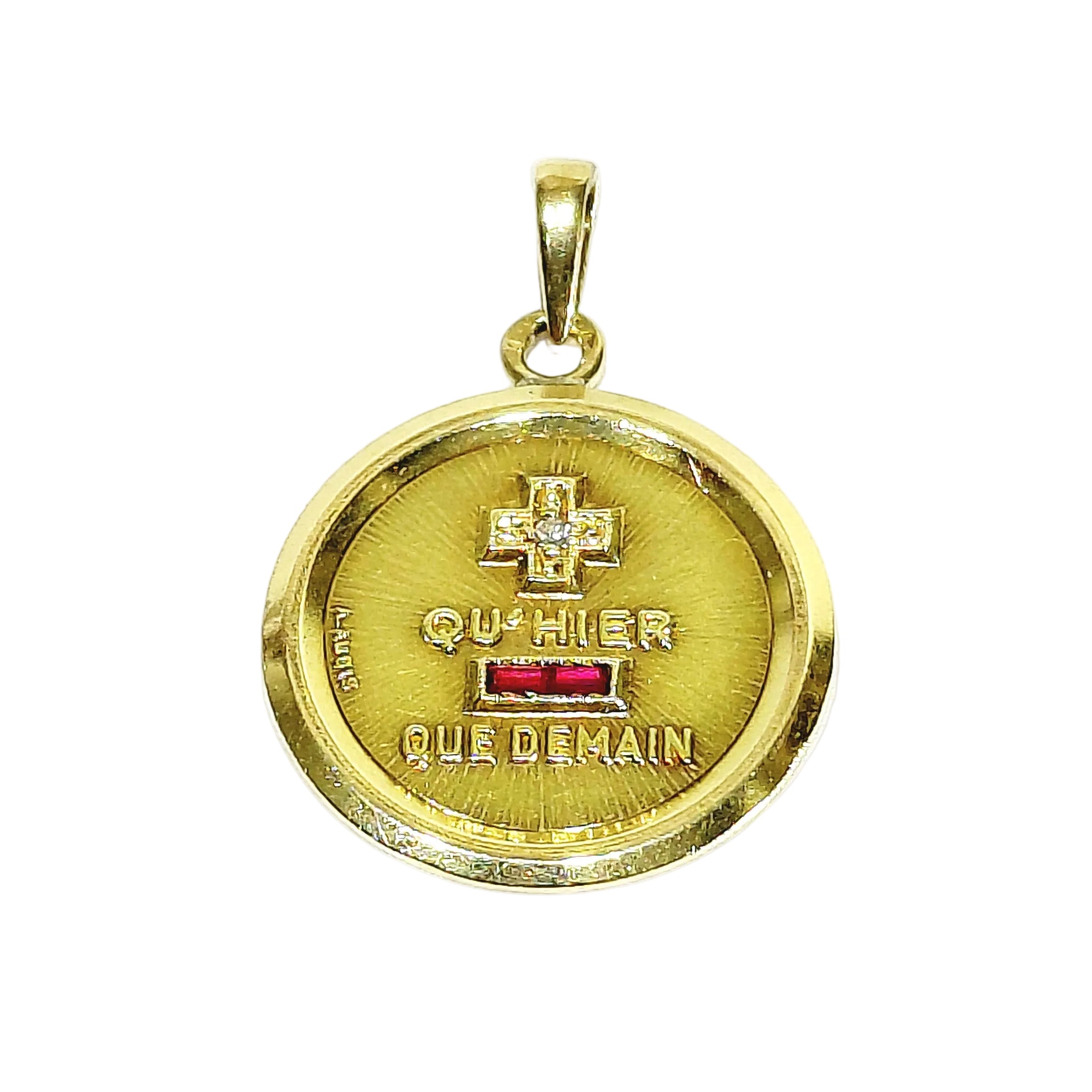 AUGIS Medal in yellow gold, rubies, and diamonds