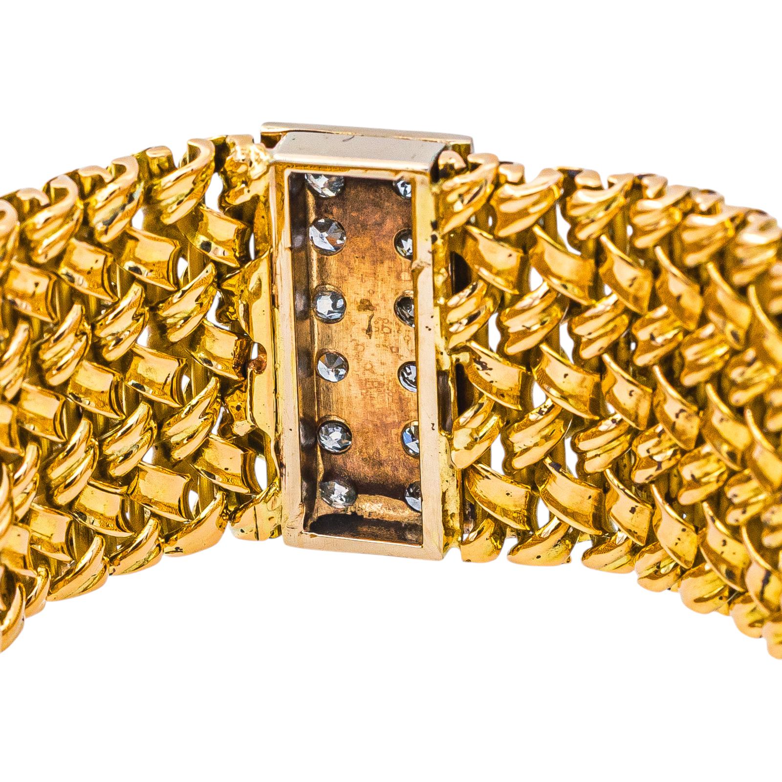 Yellow gold Diamond Cuff Bracelet