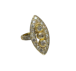 18K Yellow gold Marquise Ring with Diamonds (Size 52)