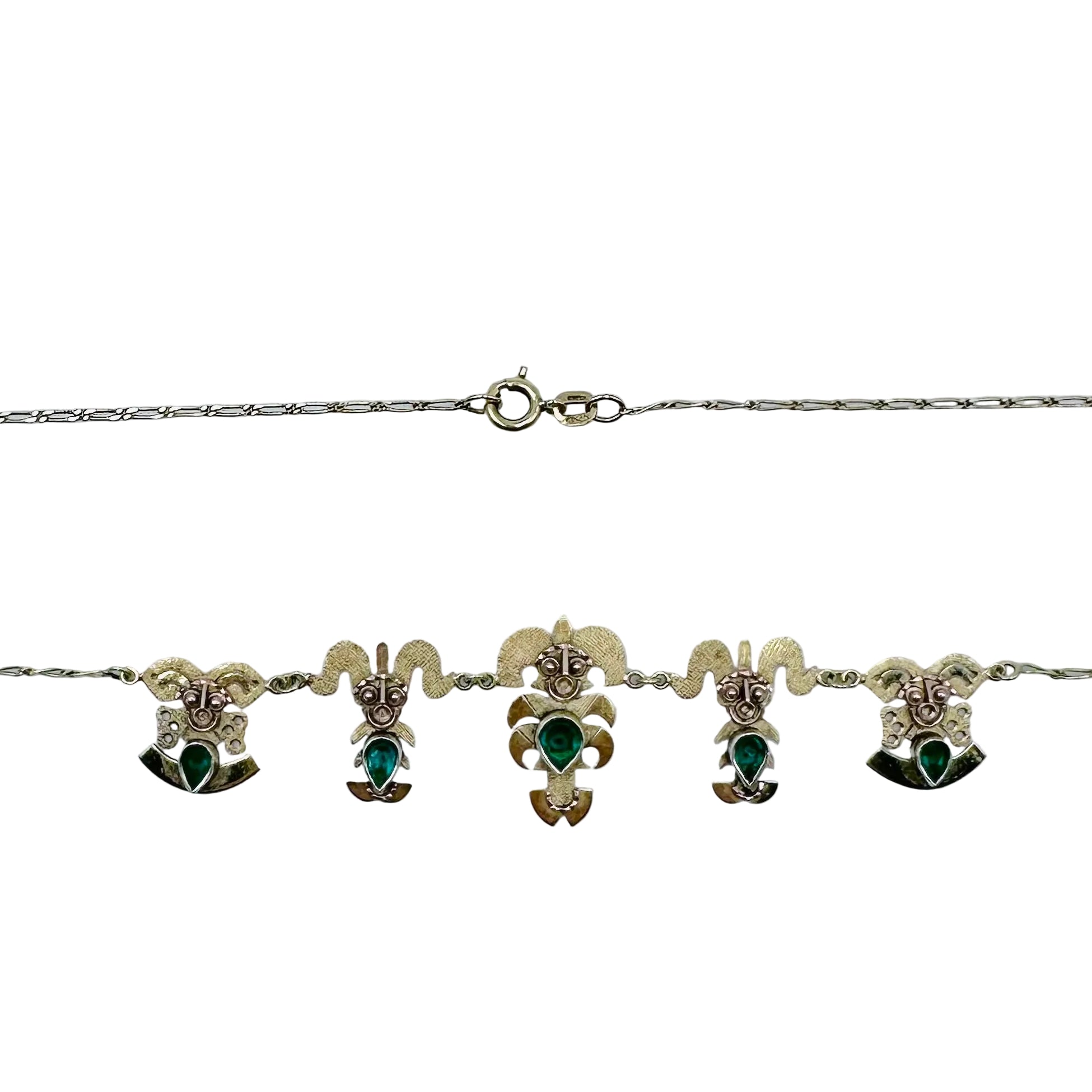 Drapery Necklace in Yellow Gold and Emerald