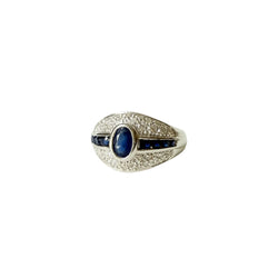 White Gold Band Ring with Sapphires and Diamonds