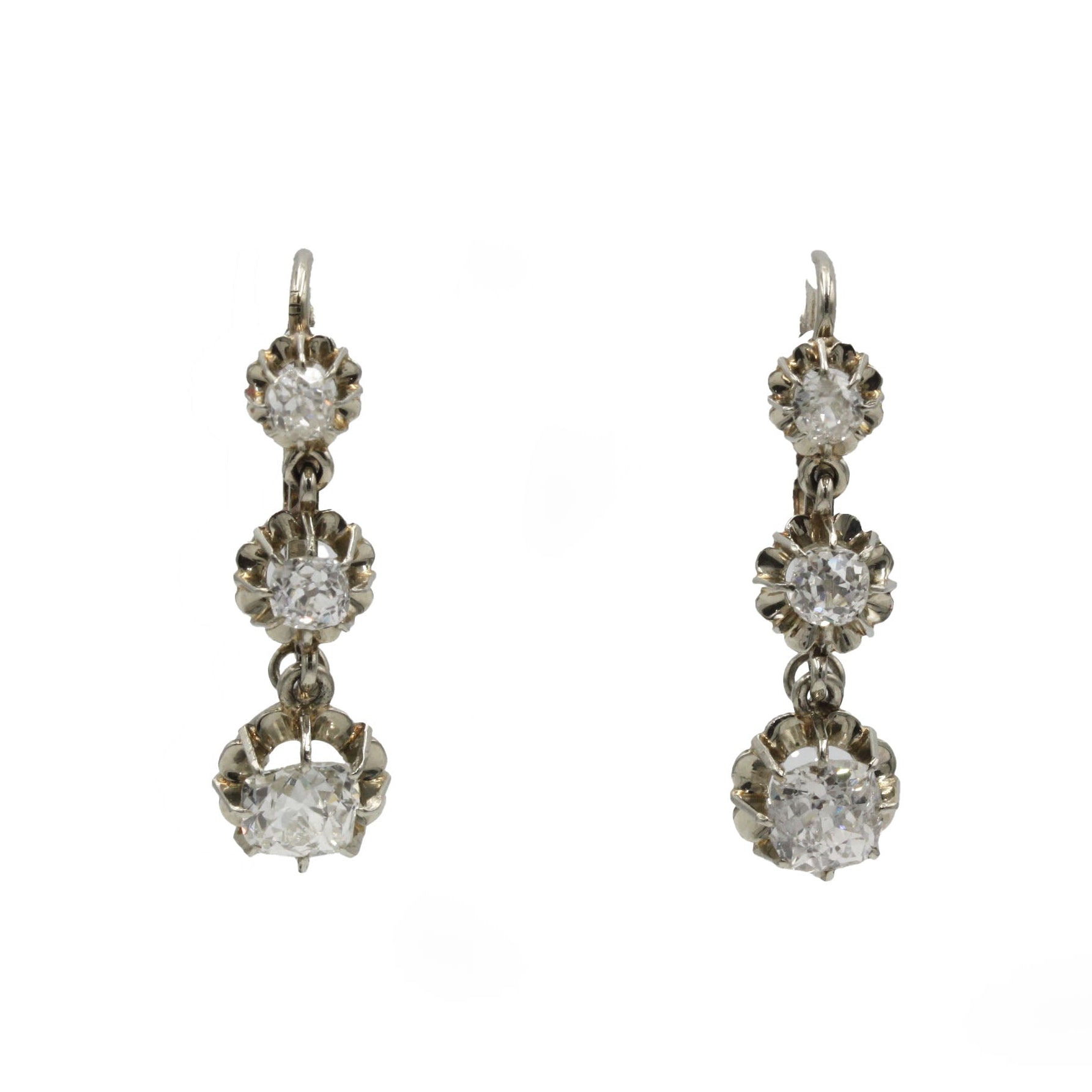 White Gold and Diamond Lever-back Earrings