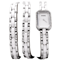 Watch Chanel, "Première", ceramic white and diamonds.