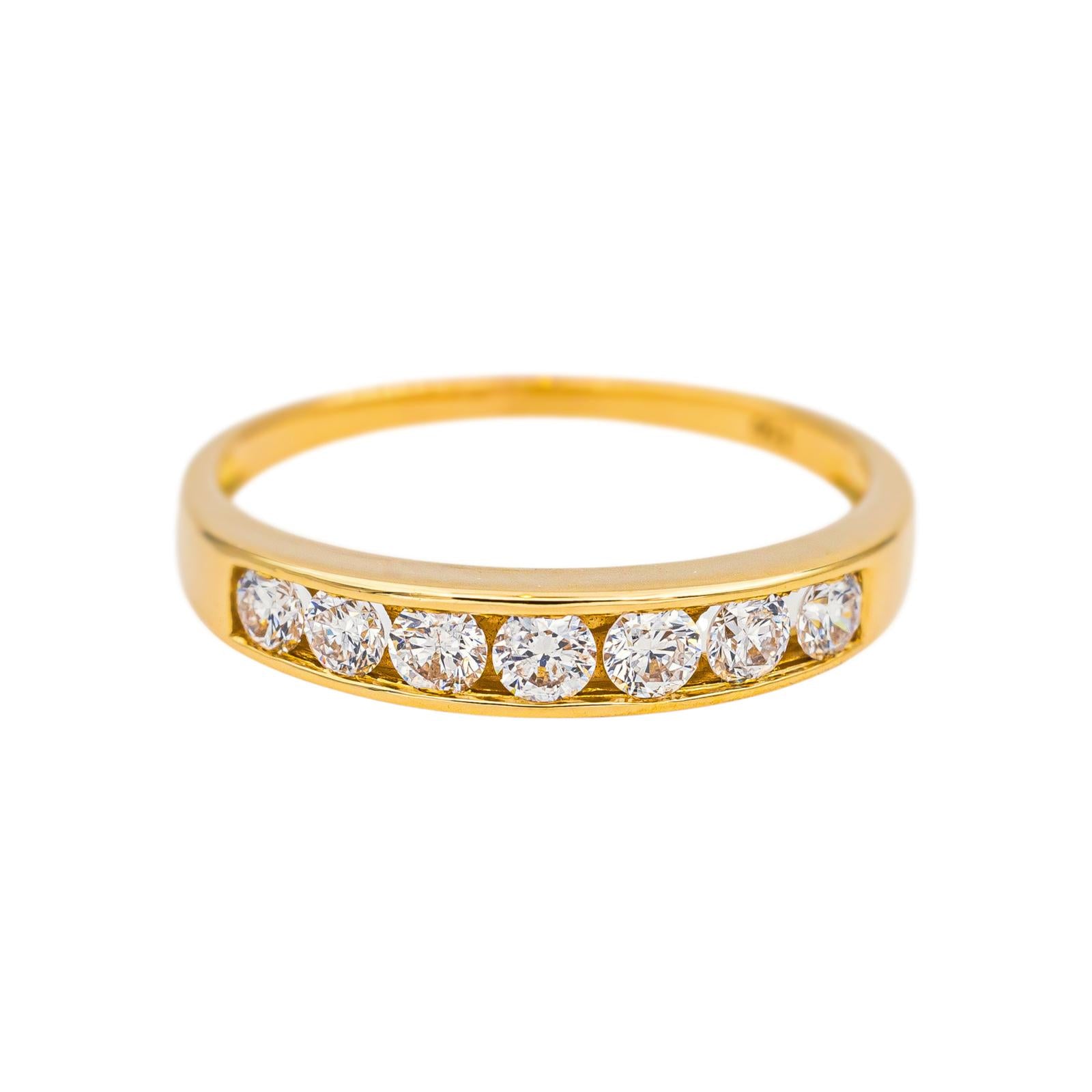 Bague Demi-alliance  Or jaune Diamant