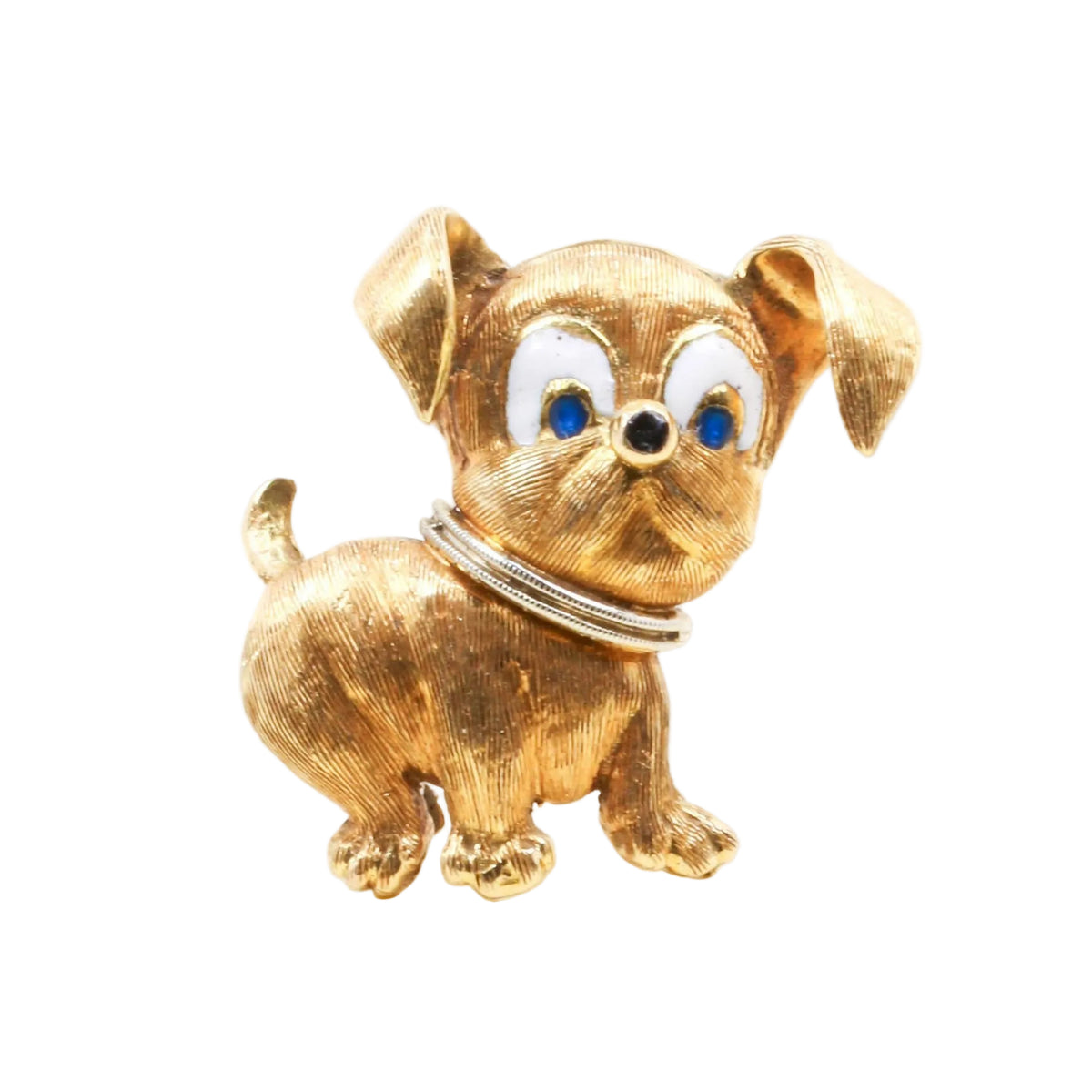 Brooch made of white gold, yellow gold, Enamel, and sapphires