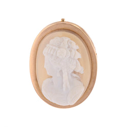 Rose Gold Brooch Pendant with Cameo and Agate