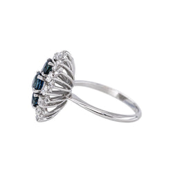 White Gold Marquise Ring with Sapphire