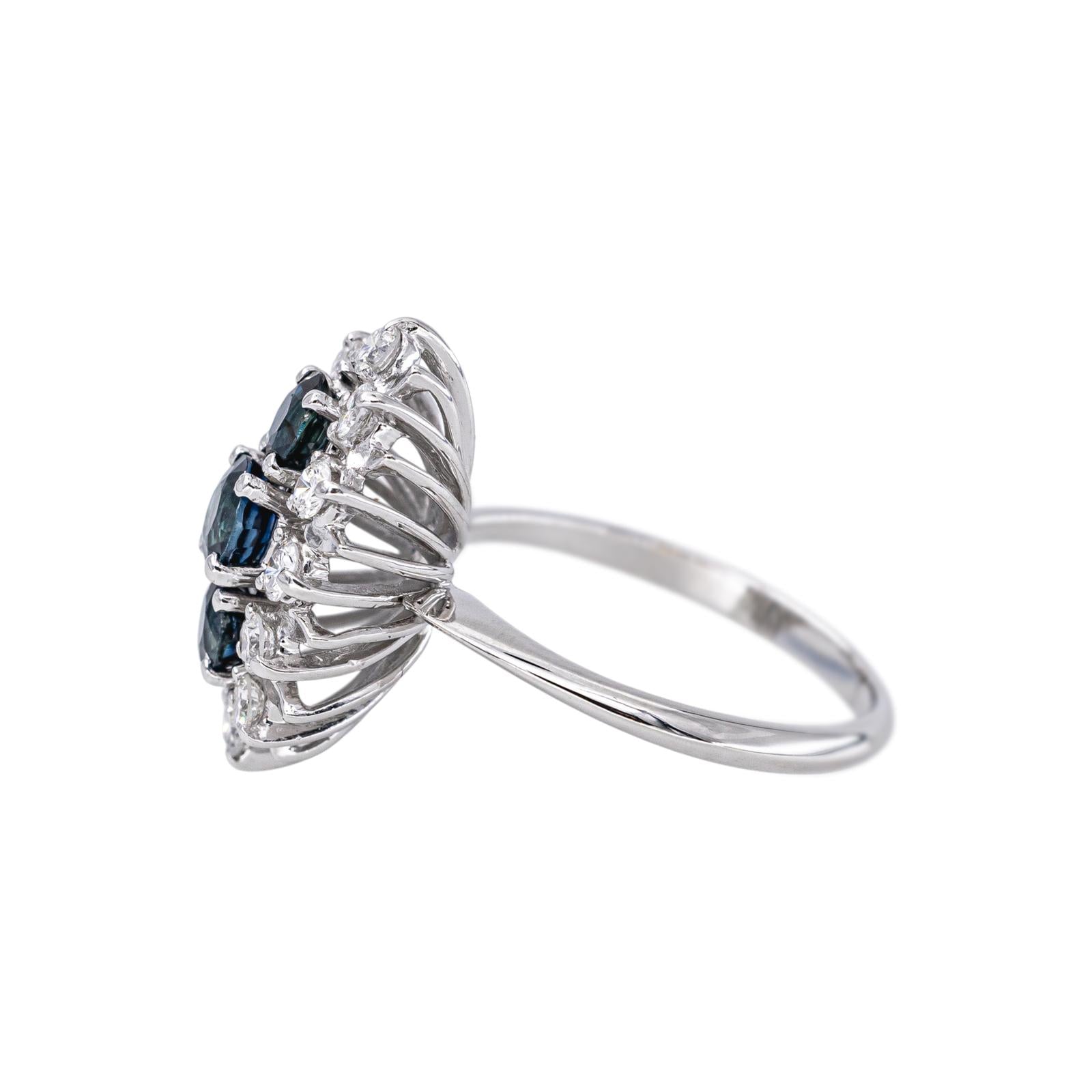 White Gold Marquise Ring with Sapphire