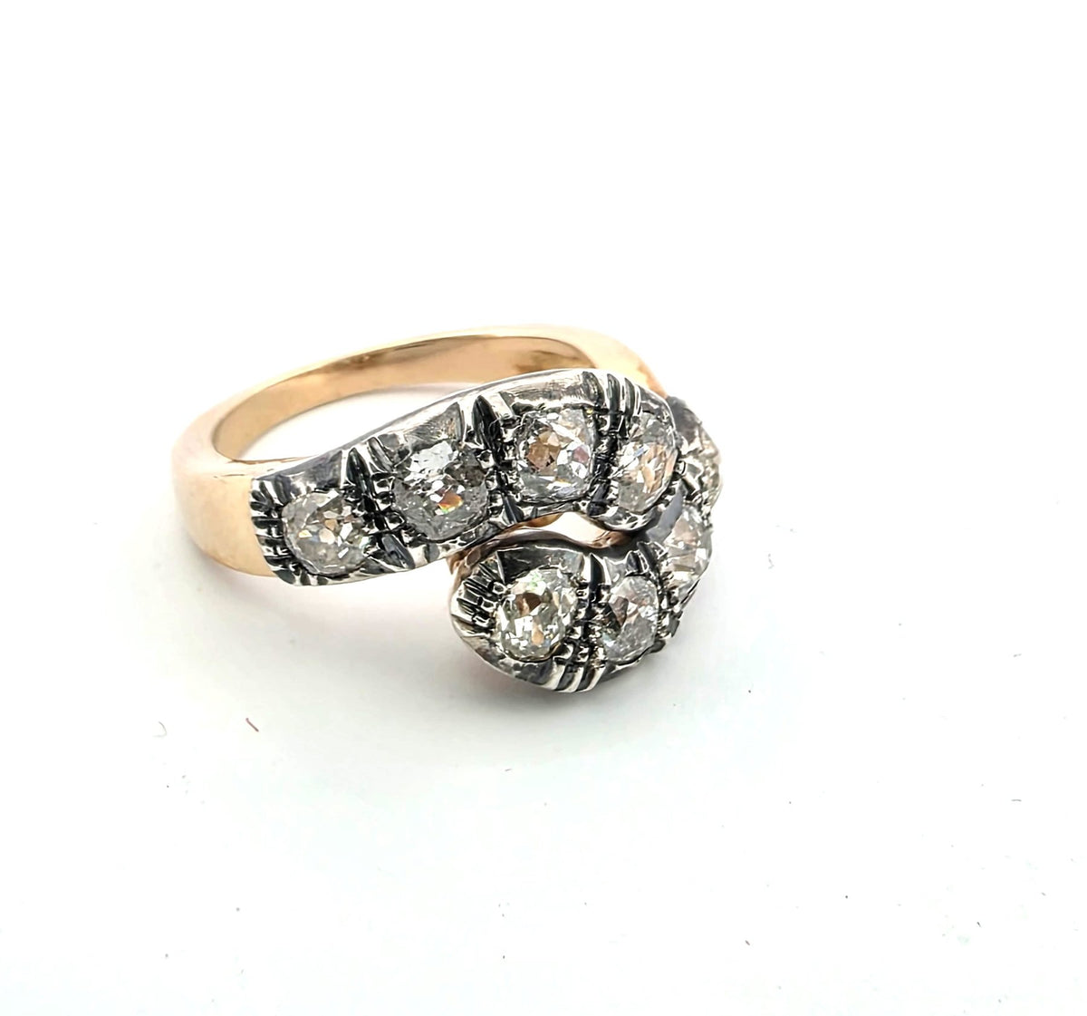 "Toi & Moi" Ring in Yellow Gold, Silver, and Diamonds