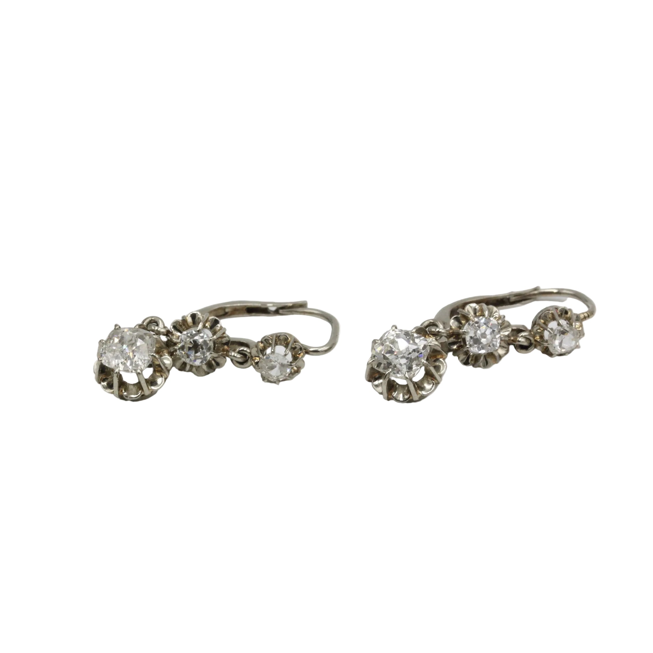 White Gold and Diamond Lever-back Earrings