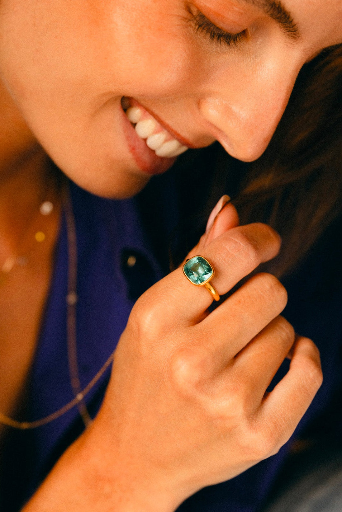 MARIE-HÉLÈNE DE TAILLAC Solitaire Ring in yellow gold and Tourmaline