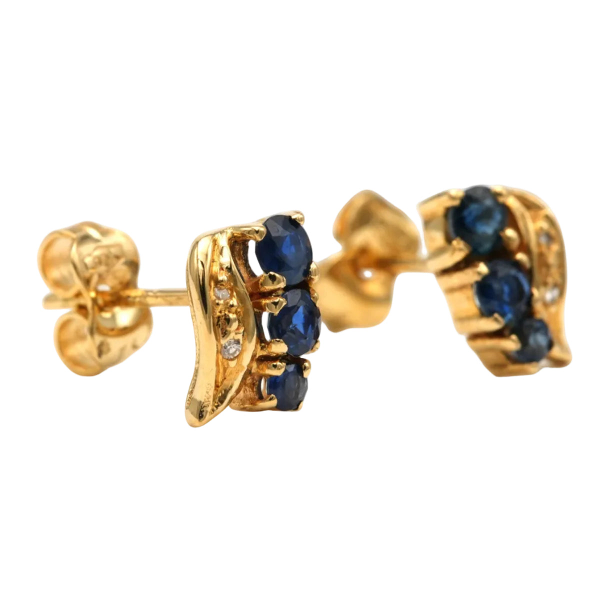 Yellow Gold Earrings with Sapphires and Diamonds