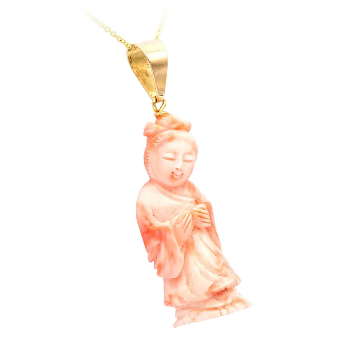 Yellow gold and coral pendant