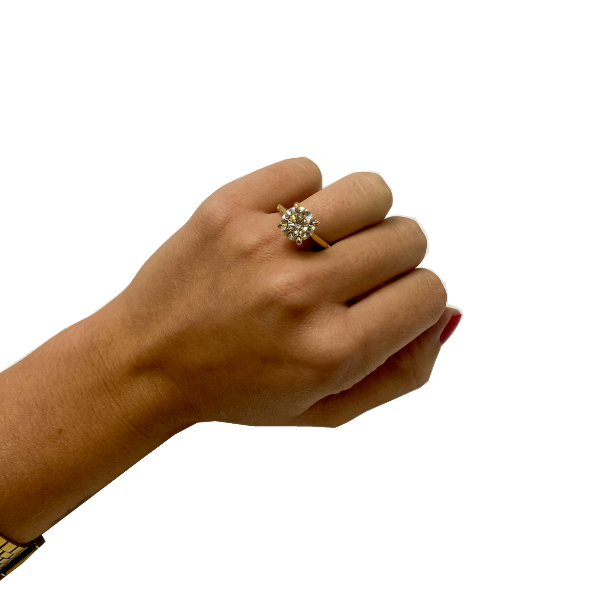 Yellow Gold Solitaire Ring with Diamond