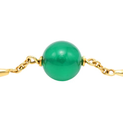Yellow gold bracelet with chrysoprase stones