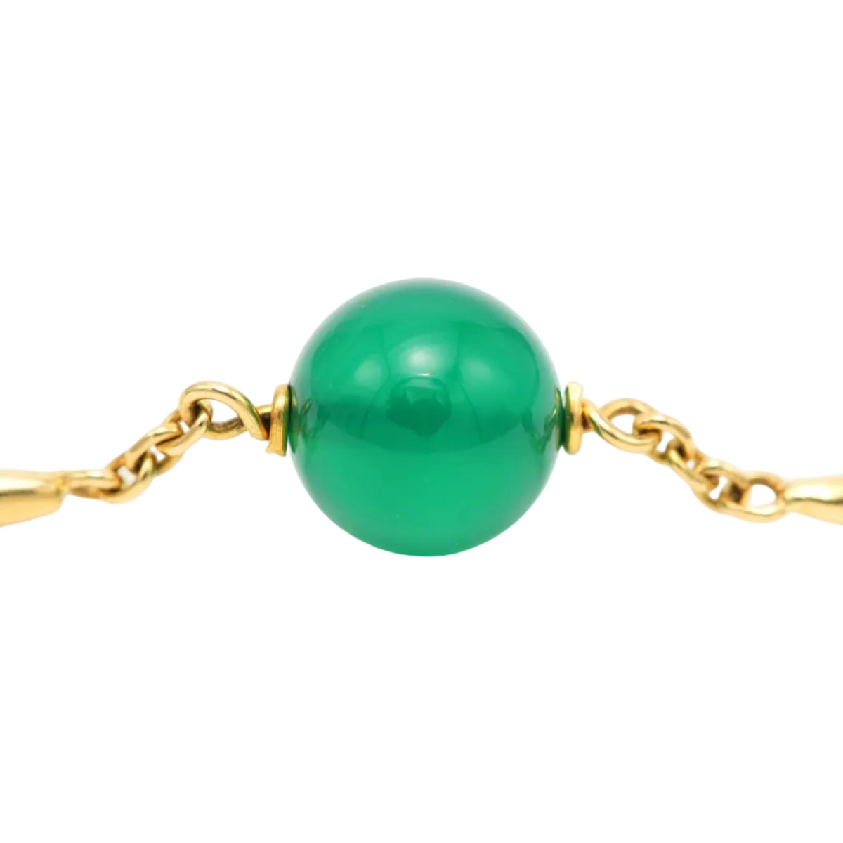 Yellow gold bracelet with chrysoprase stones