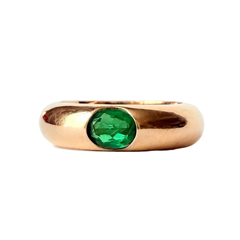 Yellow Gold and Emerald Bangle Ring