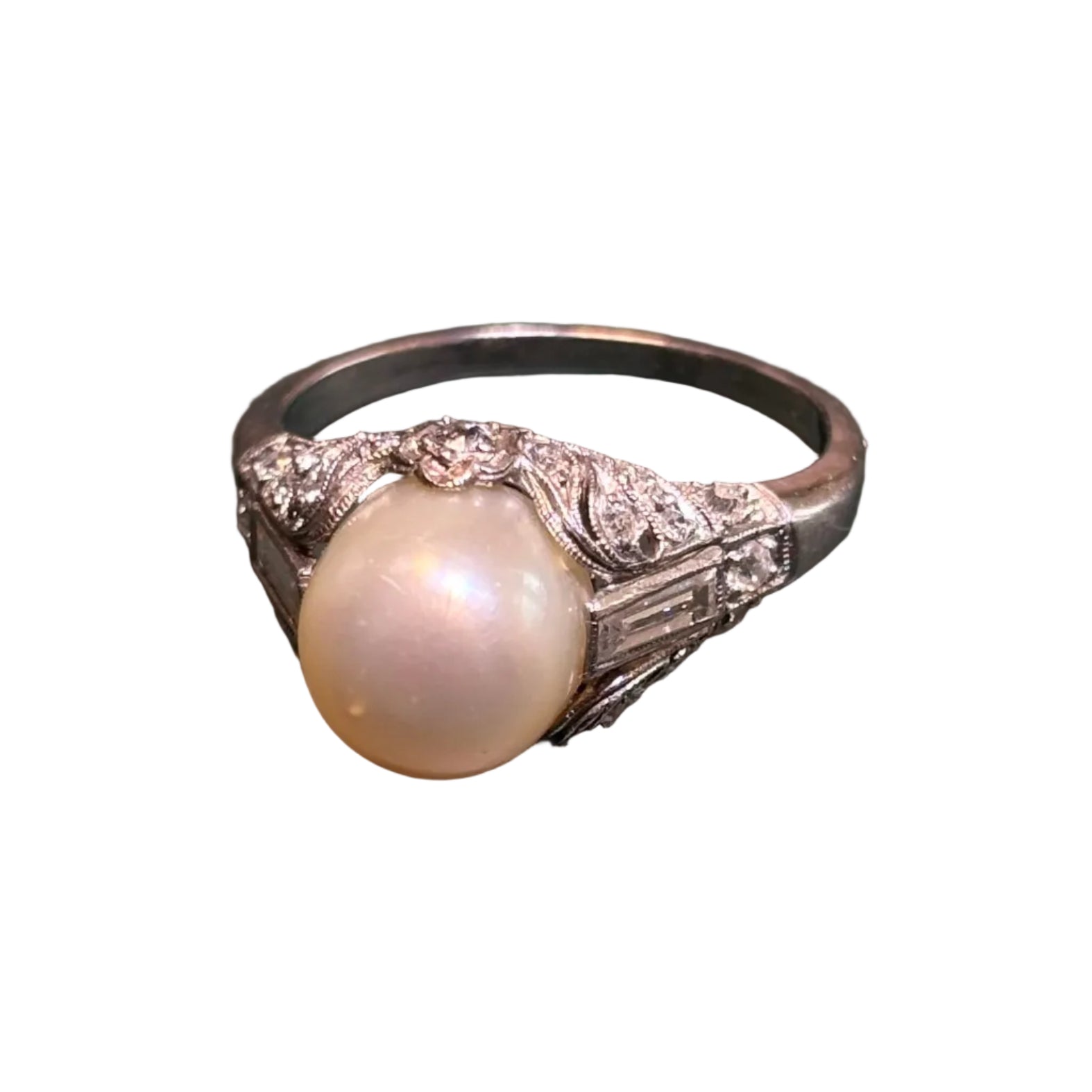 Platinum, Pearl and Diamond Ring