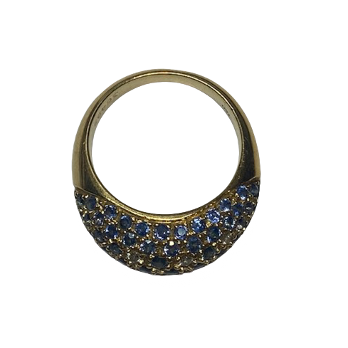 POIRAY Bangle Ring in yellow gold, sapphires, and diamonds