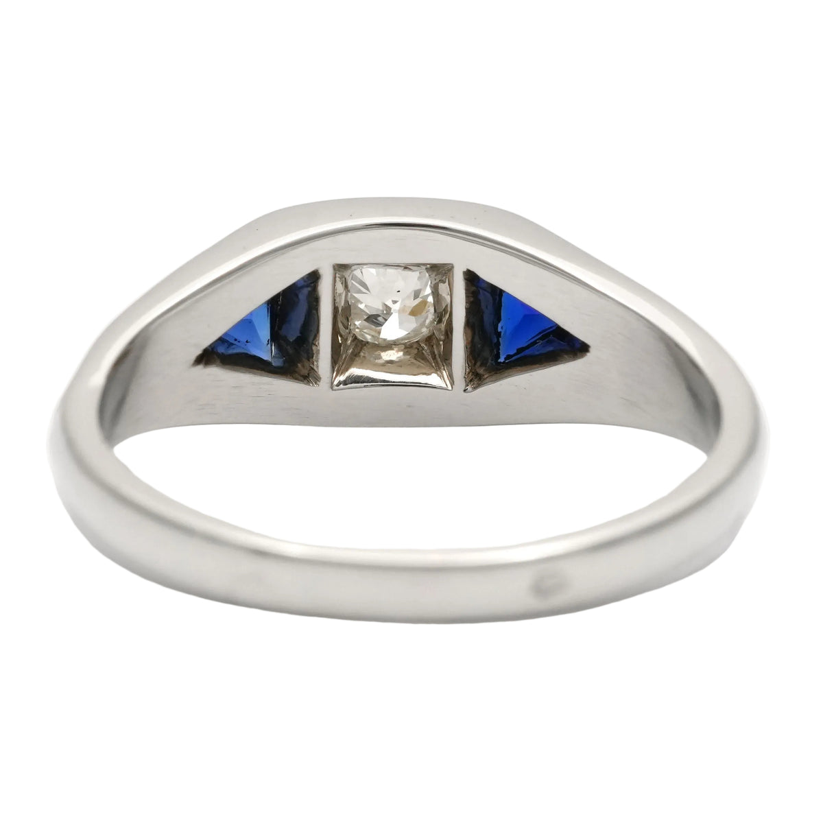 Trilogy Ring in White Gold, Sapphires, and Diamonds
