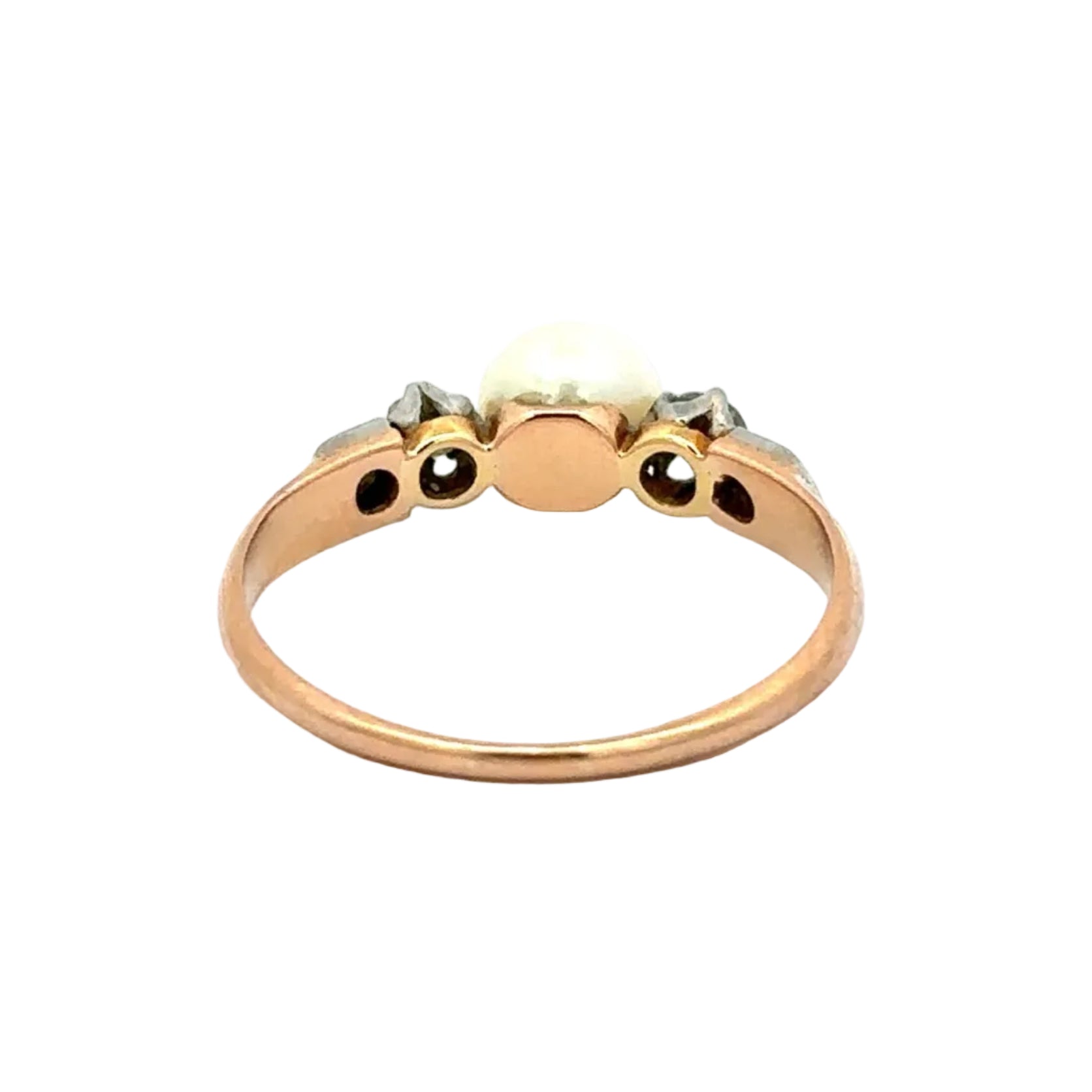 Bague Solitaire en or blanc, or jaune, perle et diamants