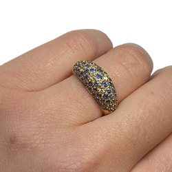 POIRAY Bangle Ring in yellow gold, sapphires, and diamonds