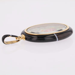 Pendentif en or jaune, émail et agate