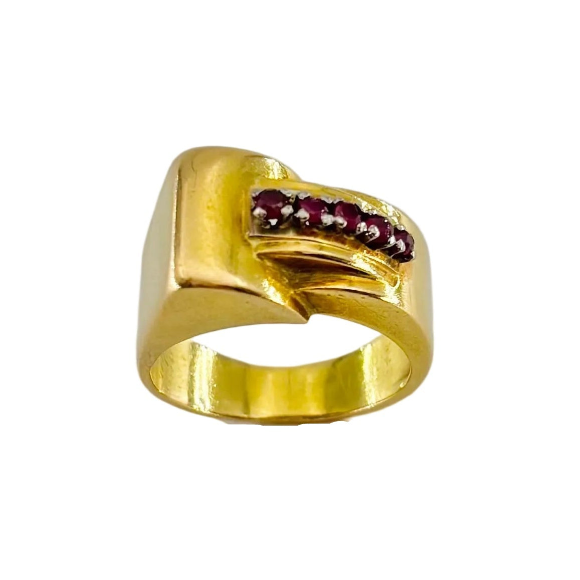 Yellow Gold and Ruby Tank Ring
