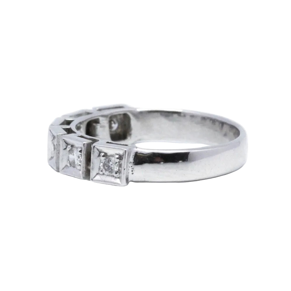 White Gold Wedding Band with Diamonds
