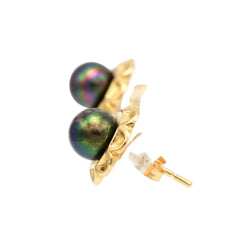 Yellow Gold and Pearl Earrings
