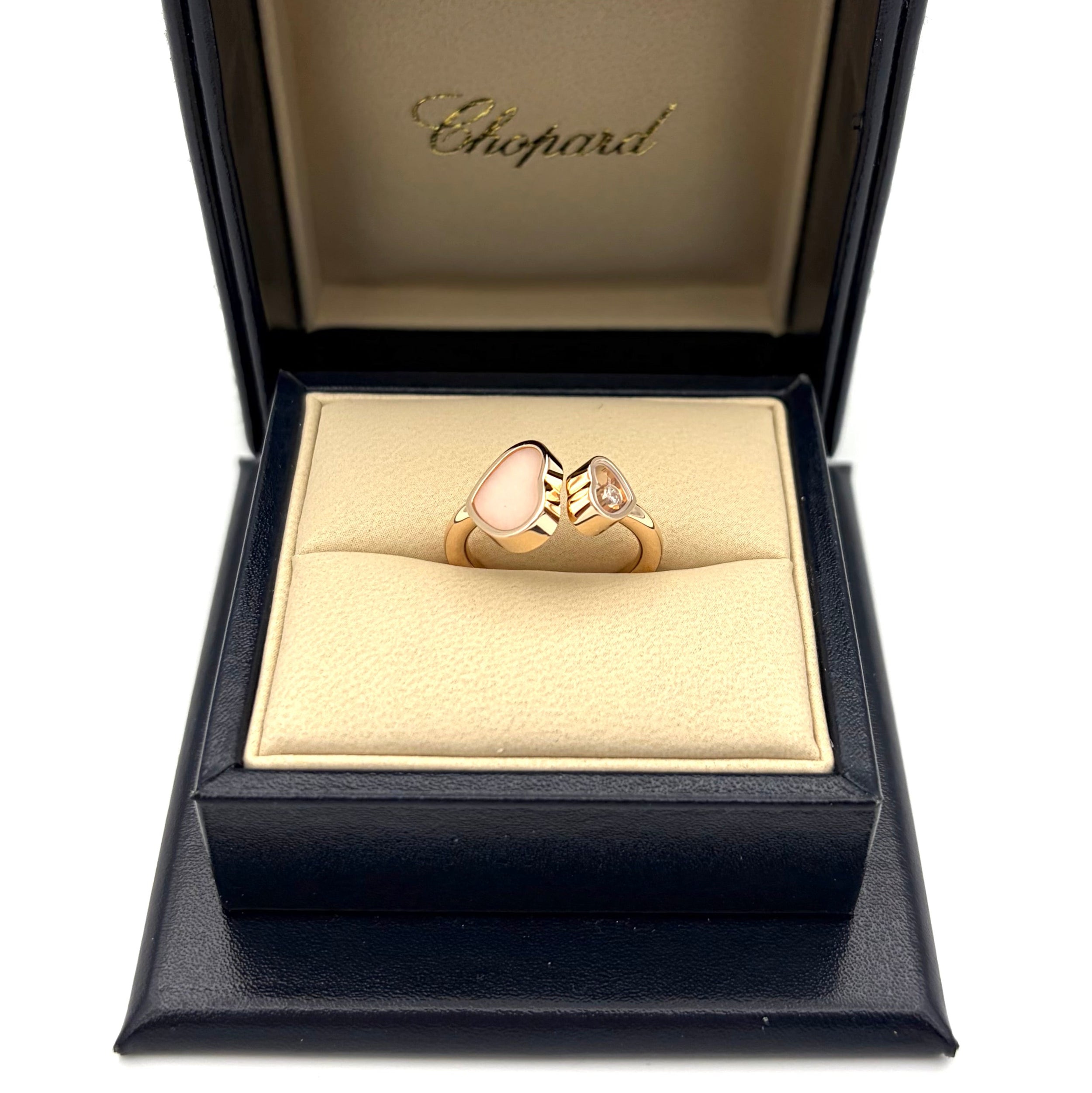 CHOPARD "Happy Hearts" Toi & Moi Ring in rose gold, Opal, and Diamond