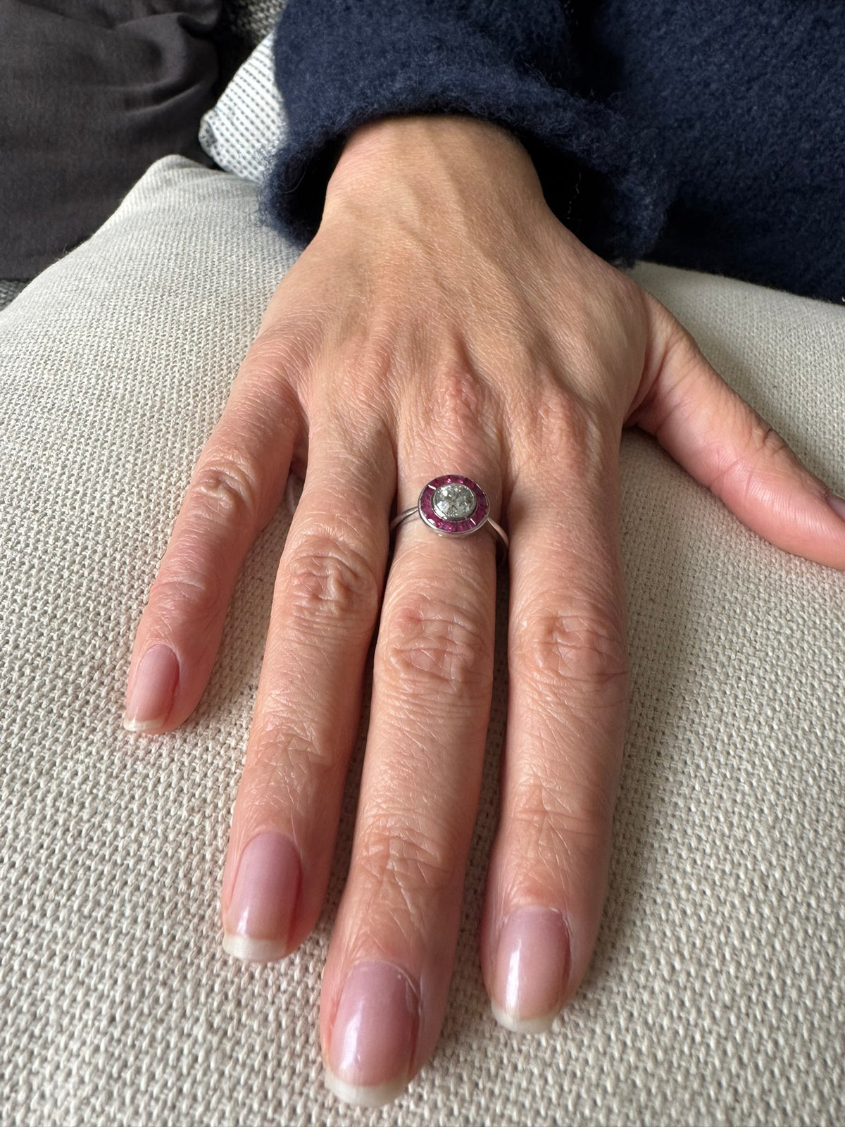 Platinum, Ruby, and Diamond Target Ring