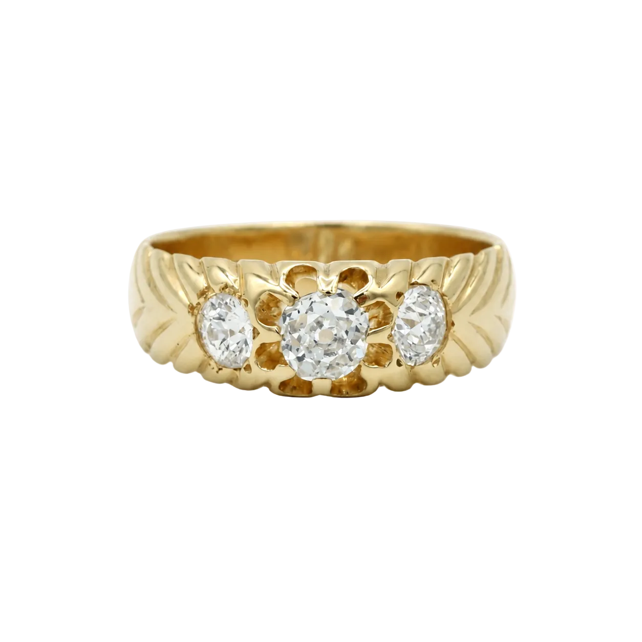 Trilogy Ring in Yellow Gold and Diamonds