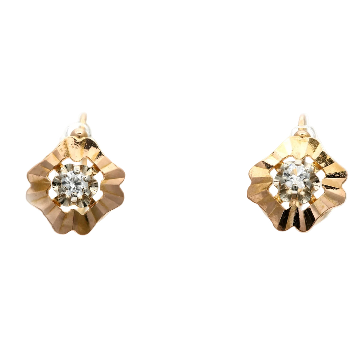 Yellow gold and Sapphire Lever-back Earrings