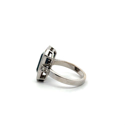 "Entourage" Ring in White Gold, Topaz, and Diamonds