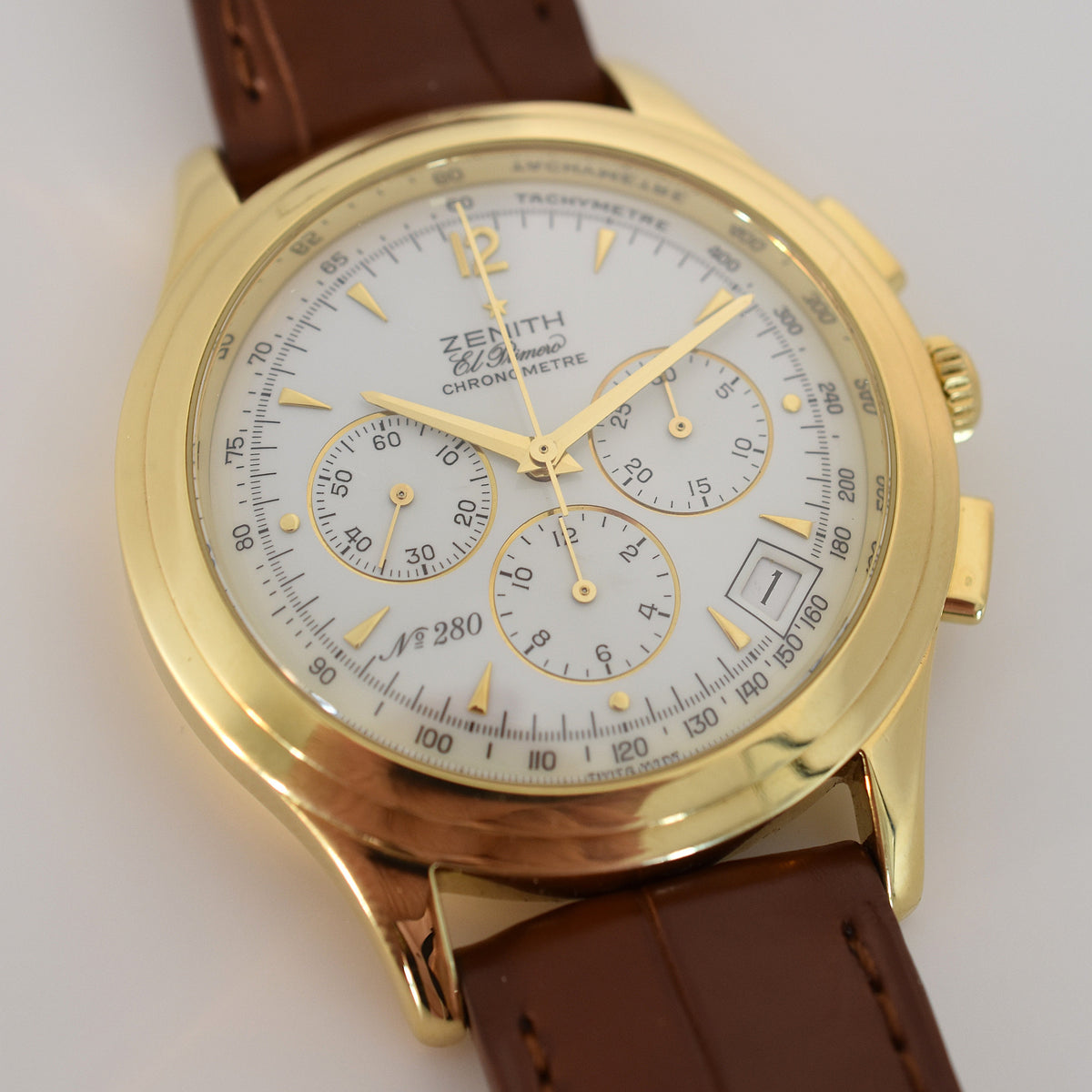 ZENITH "El Primero" Watch in Yellow gold and Leather