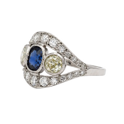 White Gold, Sapphire, and Diamond Ring