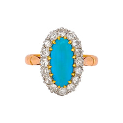 "Entourage" Ring in Yellow Gold, Turquoise, and Diamonds