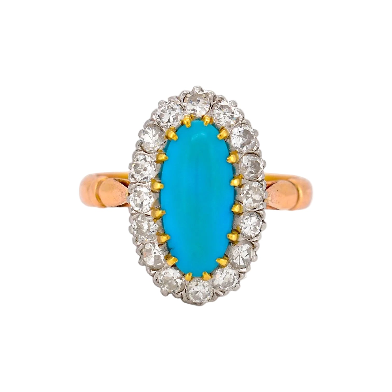 "Entourage" Ring in Yellow Gold, Turquoise, and Diamonds