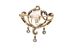 Broche Épingle en or jaune, argent et diamants