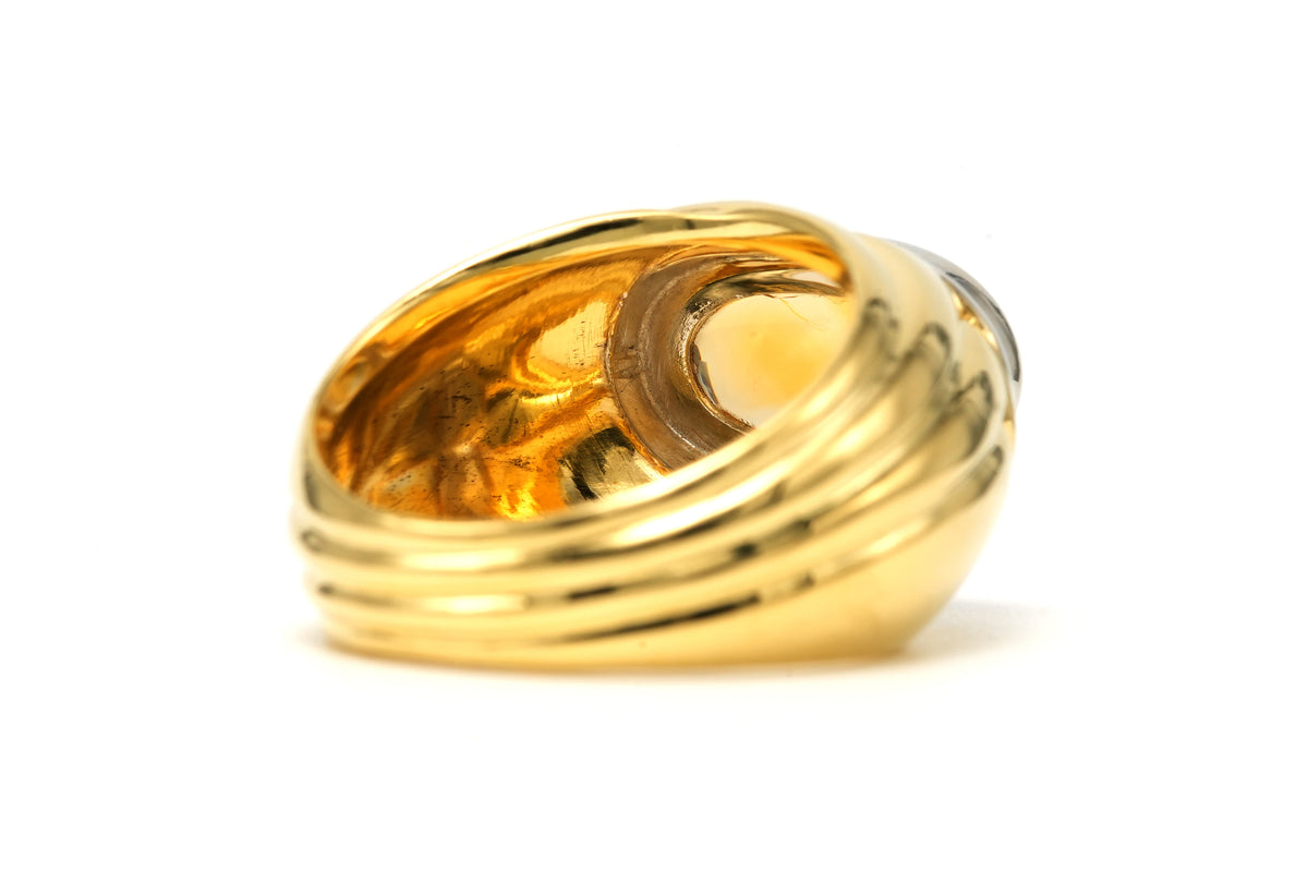 White Gold, Yellow Gold, and Citrine Bangle Ring