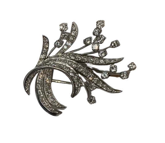 White Gold and Diamond Clip Brooch
