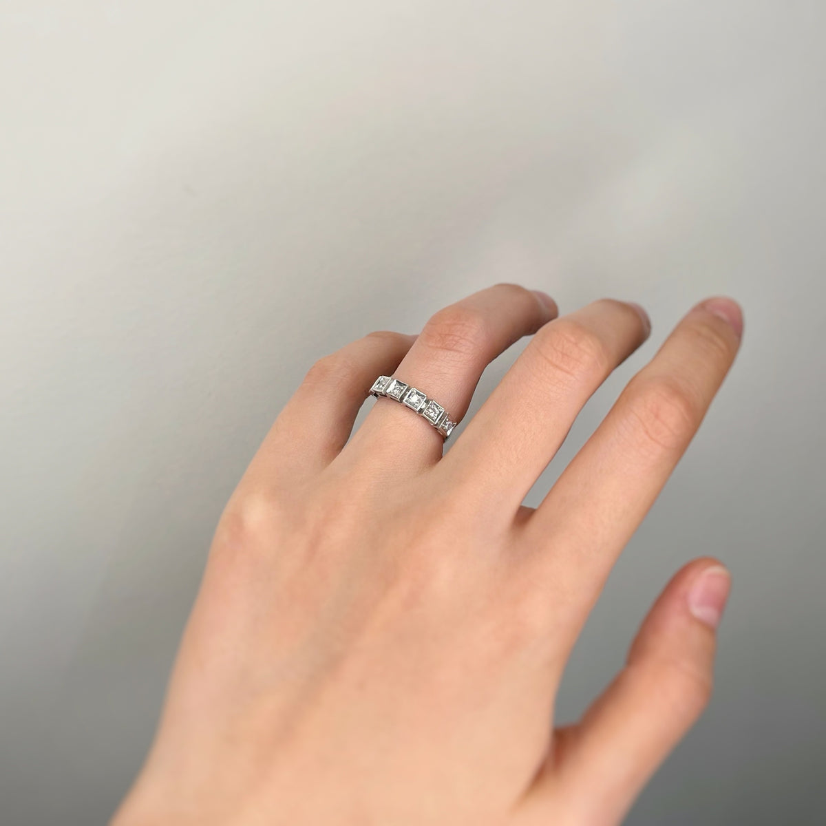 White Gold Wedding Band with Diamonds