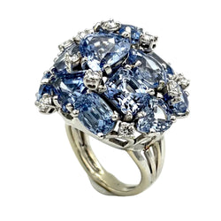 SEAMAN SCHEPPS "Bubbles" Cocktail Ring in white gold, sapphires, and diamonds