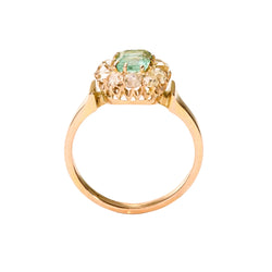 Marguerite Ring in Yellow Gold, Emerald, and Diamonds