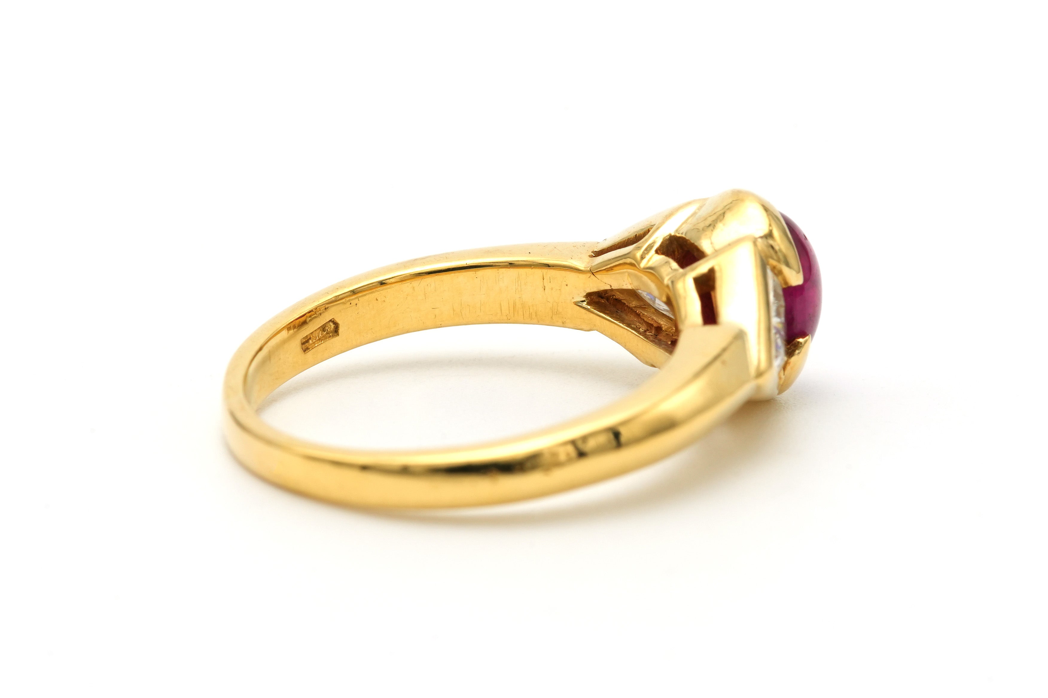 Yellow gold, Ruby and Diamond Trilogy Ring