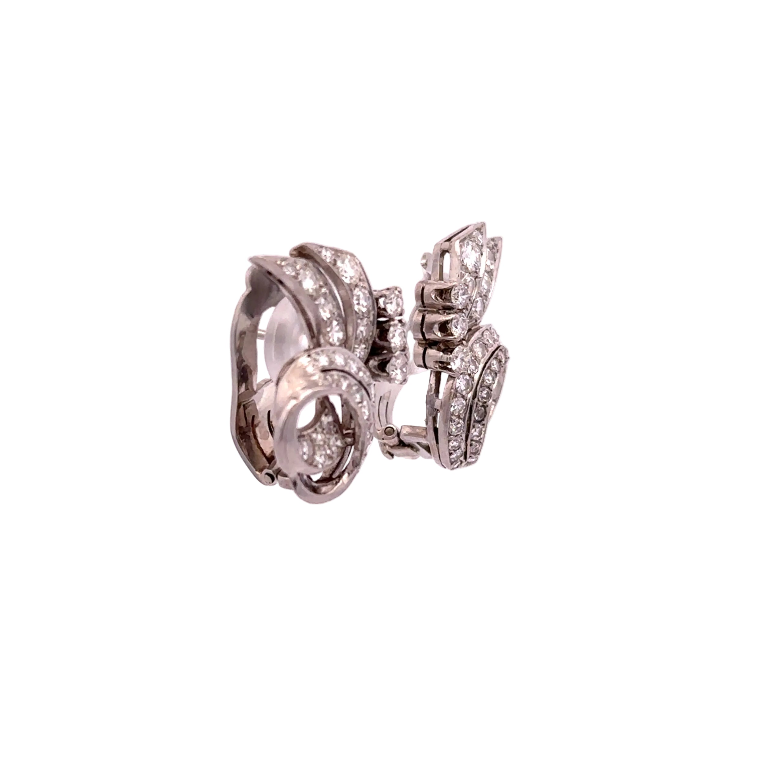 Boucles d'oreilles Clips en platine et diamants